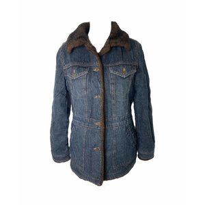 Women’s size medium Marvin Richards faux fur lined denim heavyweight jacket